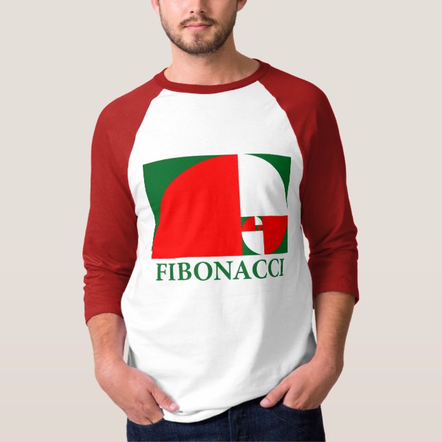 Camiseta Relação dourada, espiral de Fibonacci (Frente)