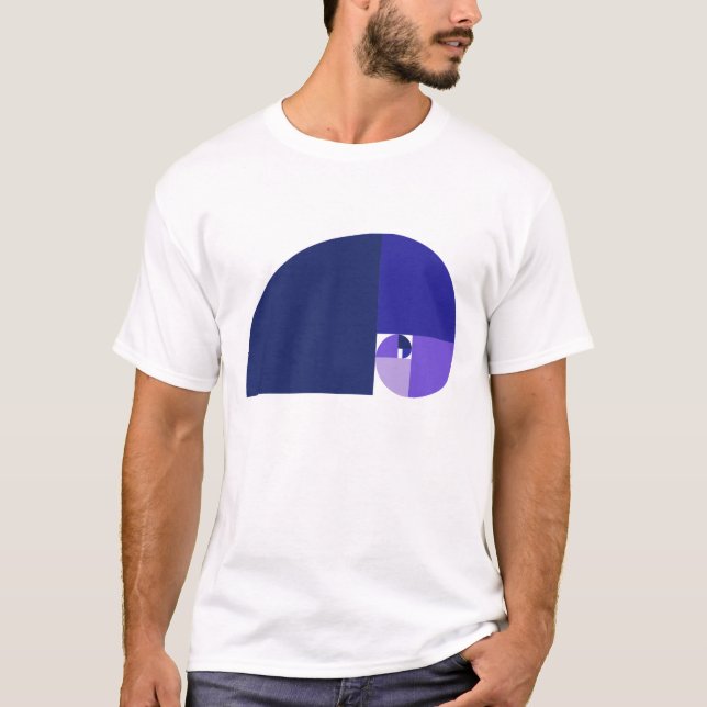 Camiseta Relação dourada, espiral de Fibonacci (Frente)