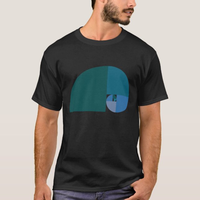 Camiseta Relação dourada, espiral de Fibonacci (Frente)