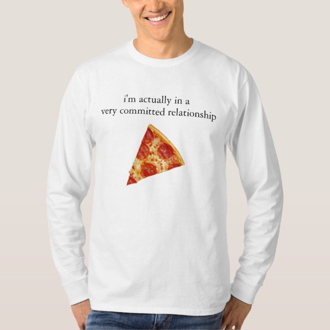 Camiseta Relação engraçada Longsleeve da pizza (Frente)