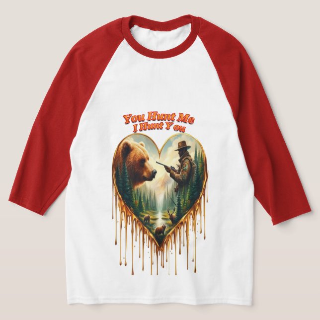 Camiseta Relação entre Hunter Grizzly Bear e Deer (Postura )