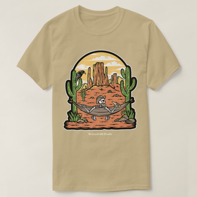 Camiseta Relacionado até o Esqueleto da Morte em uma Hammoc (Frente do Design)