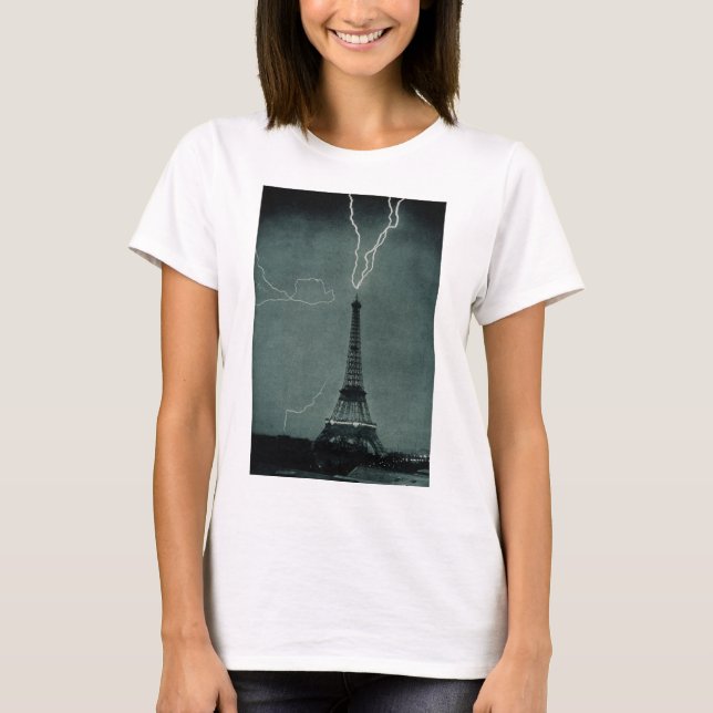 Camiseta Relâmpago atingindo a Torre Eiffel (Frente)