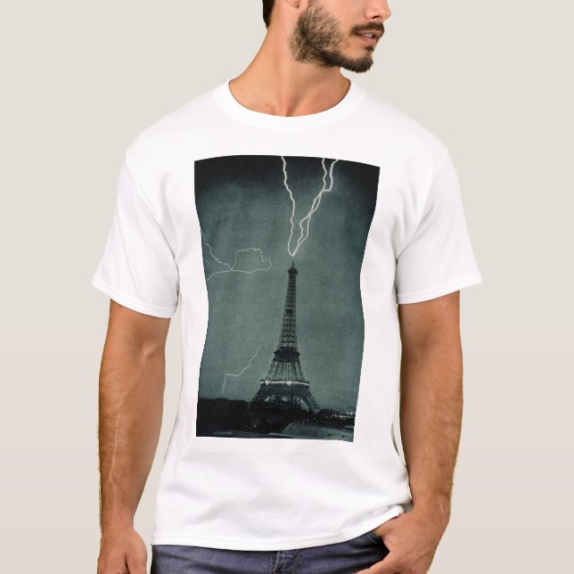 Camiseta Relâmpago atingindo a Torre Eiffel (Frente)