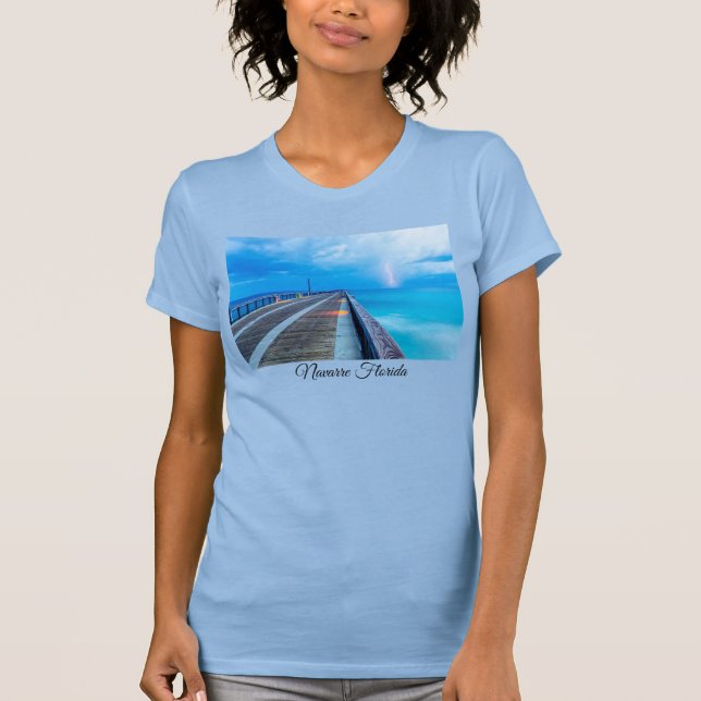 Camiseta Relâmpago em Navarre Beach Pier T-shirt (Frente)