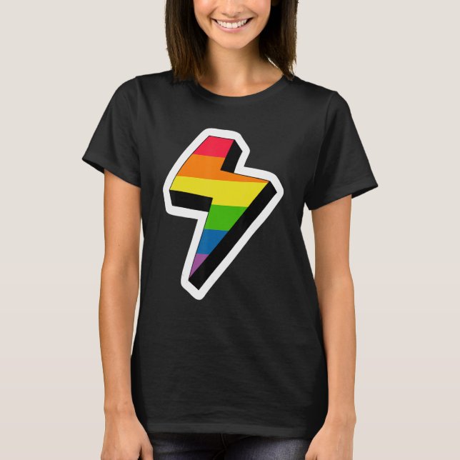 Camiseta Relâmpago Lgbtq Direitos Gay Orgulho Orgulho Rainb (Frente)