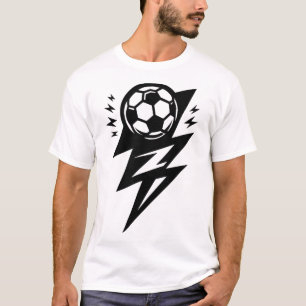 Camiseta Relâmpago Pé De Bola Ou Jogador De Futebol Preto G