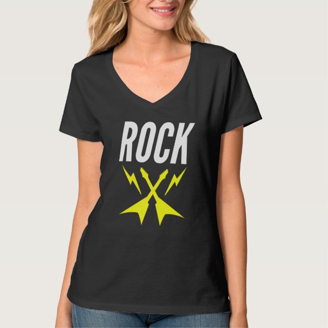 Camiseta Relâmpagos de Guitarra de Rock Para Balançar (Frente)