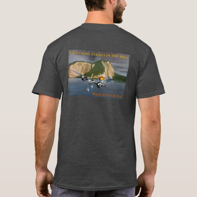 Camiseta Relâmpagos na área P-38 de combate a aeronaves (Verso)
