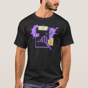 Camiseta Relatório de Análise Financeira Dinheiro Lupa