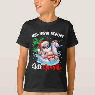Camiseta Relatório de meio do ano Ainda travesso Natal engr