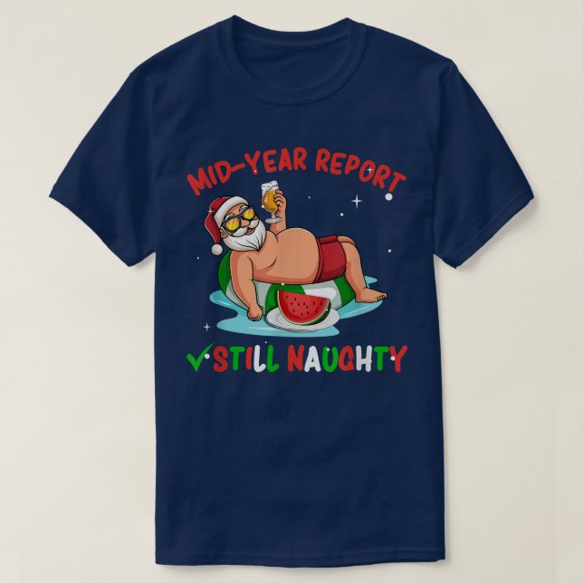 Camiseta Relatório do ano de médio ainda malvado Papai Noel (Frente do Design)