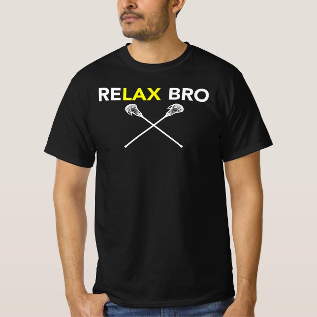 Camiseta ReLAX Bro - Jogador de Lacrosse, Hóquei Esportivo, (Frente)