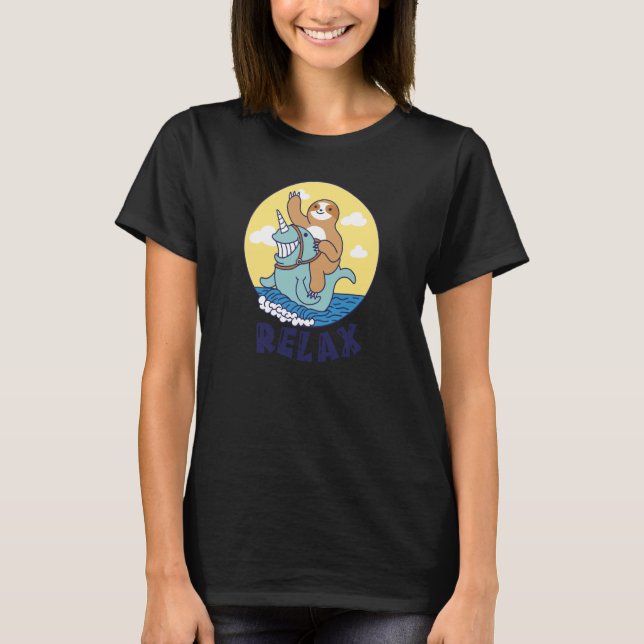 Camiseta Relax Sloth riding a narwhal Cute Ocean Creature S (Frente)