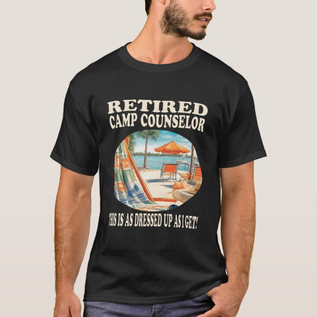 Camiseta Relaxamento de Conselheiro de Acampamento Aposenta (Frente)