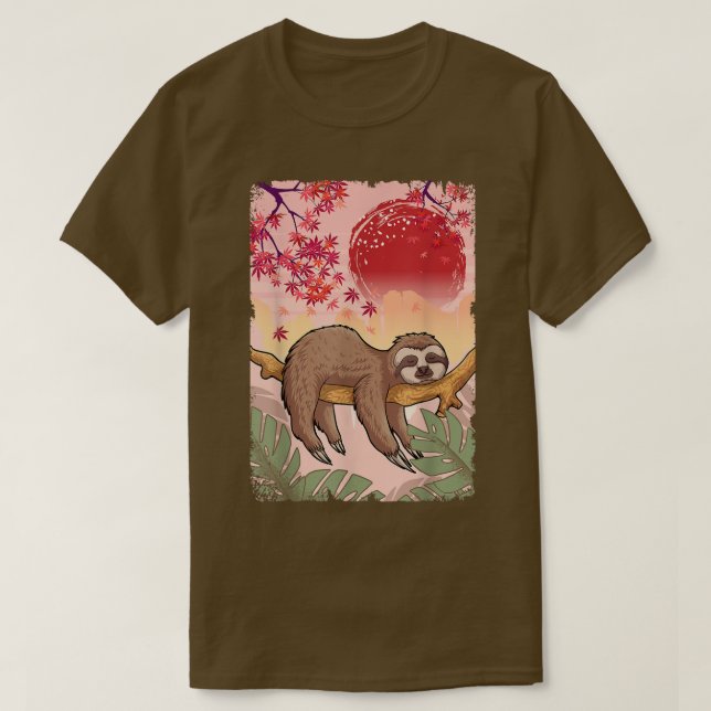 Camiseta Relaxando a Lama do Sol Japonês Natureza (Frente do Design)