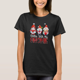 Camiseta Relaxando Com Meu Gnomie Natal Família Corresponde
