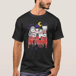 Camiseta Relaxando Com Meus Gatos Assustadores Gato Horror