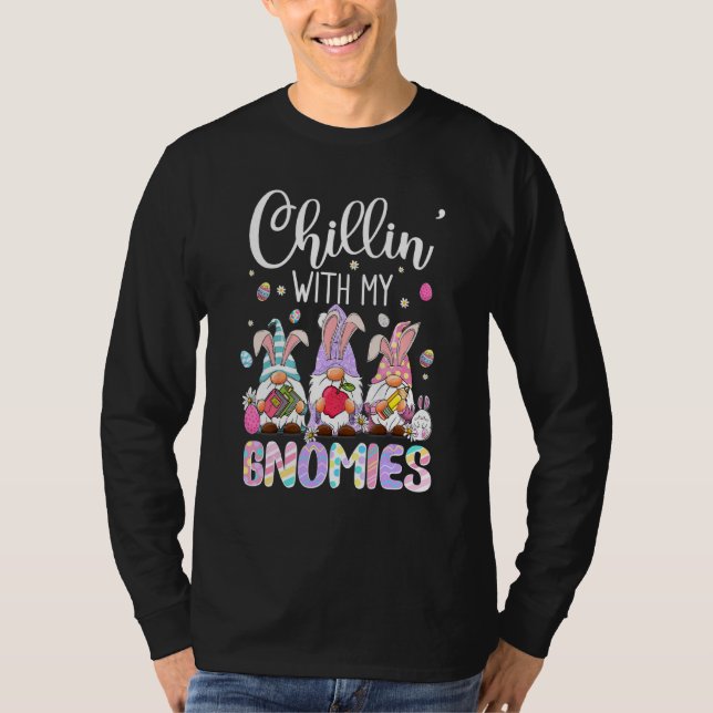 Camiseta Relaxando Com Meus Gnomos Ovos Engraçados Gnome Pá (Frente)