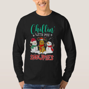 Camiseta Relaxando Com Meus Snowmies Papai Noel Dourado Árv