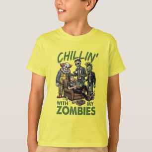 Camiseta Relaxando Com Meus Zumbis Meninos Halloween Crianç