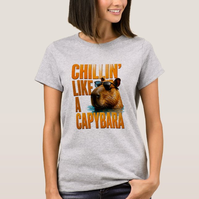 Camiseta Relaxando Como Uma Capivara Citação Divertida de A (Frente)