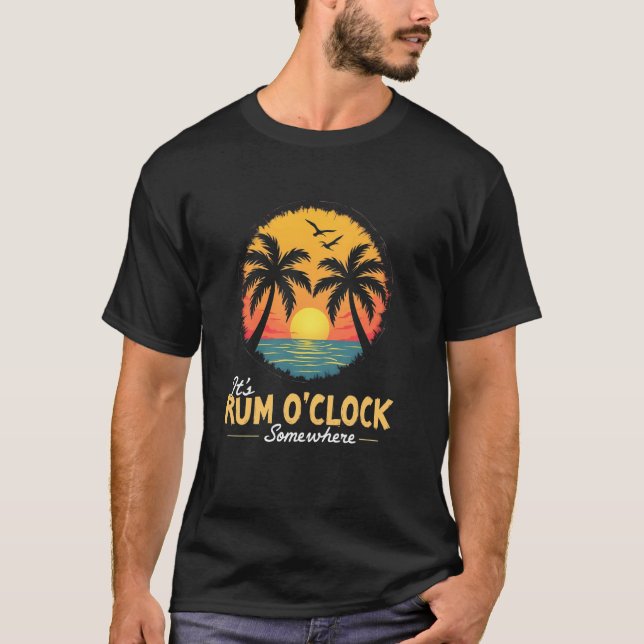 Camiseta Relaxando Rum Itu2019s Rum O Clock em algum lugar (Frente)