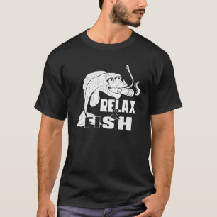 Camiseta Relaxar E Pescar Alívio Do Stress Peixe E Charuto
