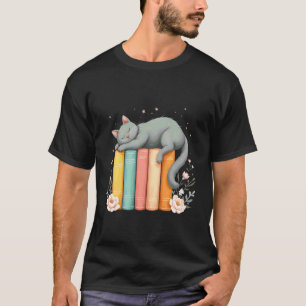 Camiseta Relaxar Leitura de Livros Amante Gato Fofo Vibe de