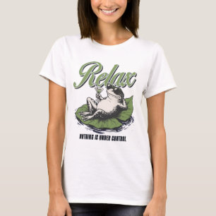 Camiseta Relaxar Sapo Coquetel Folha de Lírio Divertido Ret