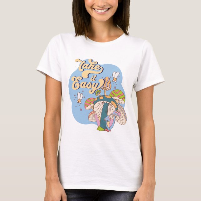 Camiseta Relaxe – Cogumelo Psicodélico Retro (Frente)