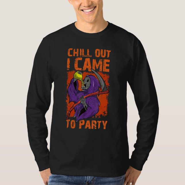 Camiseta Relaxe Eu Vim Para a Festa Retrô Foice Ceifeira (Frente)