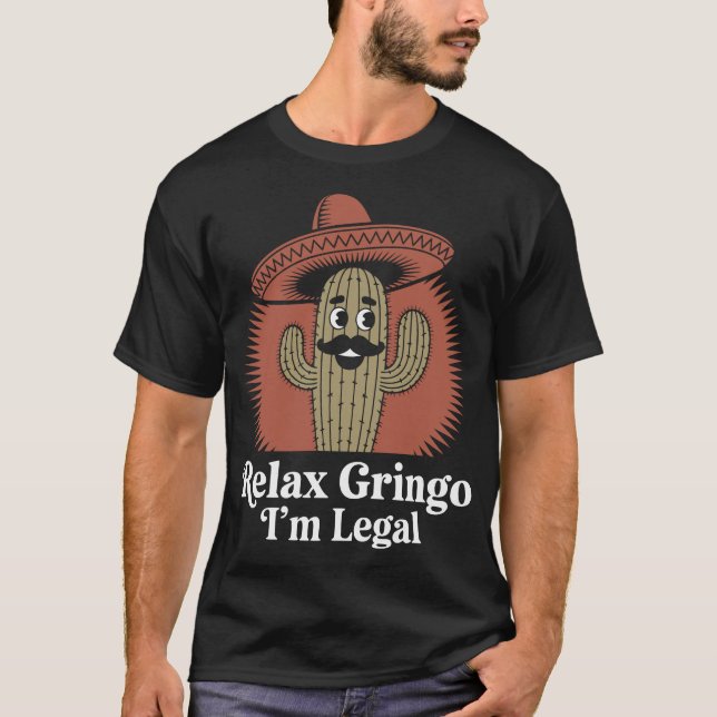Camiseta Relaxe Gringo, sou Legal Mexicano Cactus (Frente)