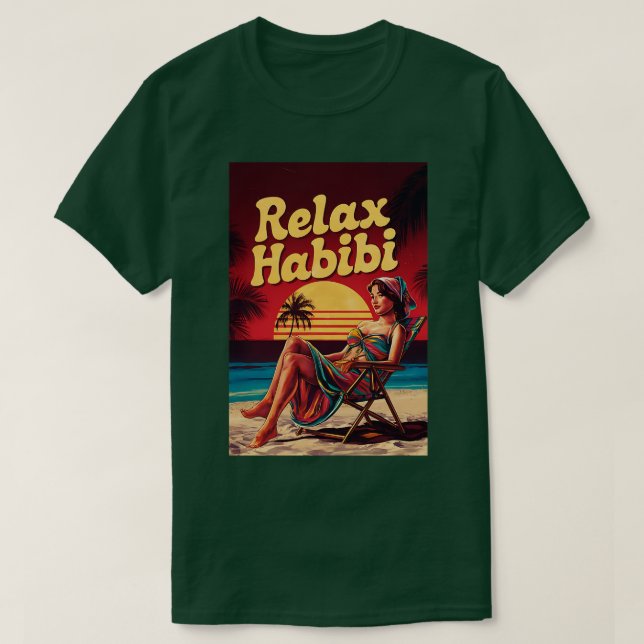 Camiseta Relaxe Habibi Romântico Engraçado Raízes Árabes Io (Frente do Design)