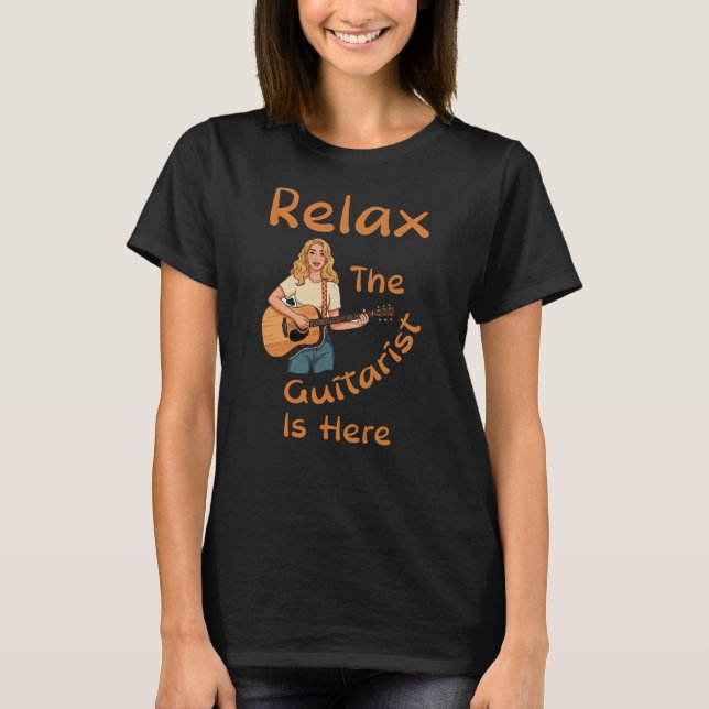 Camiseta Relaxe O Guitarista Está Aqui (Frente)