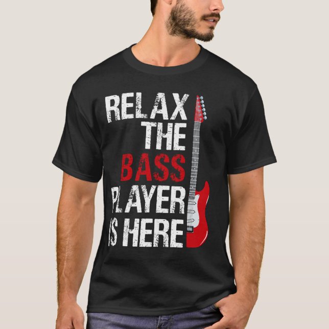 Camiseta Relaxe O Jogador De Bass Está Aqui Para Um Present (Frente)