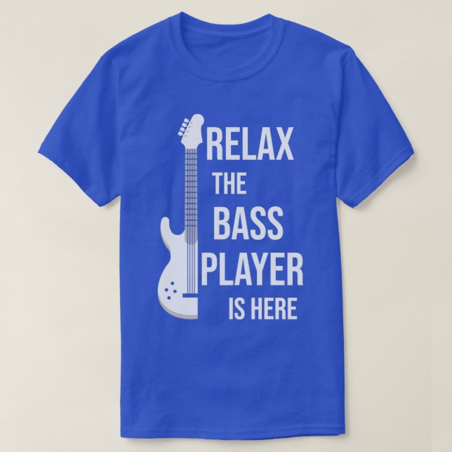 Camiseta Relaxe, O Jogador De Bass Está Aqui Um Presente En (Frente do Design)