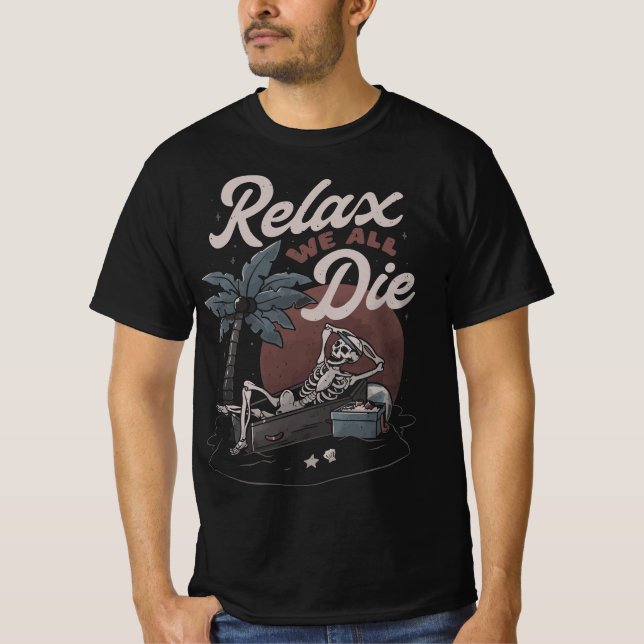 Camiseta Relaxe Todos Morremos Rapazes e Meninas Novo Hallo (Frente)