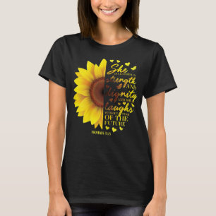 Camiseta Religião das Escrituras de Girassol na Bíblia Cris
