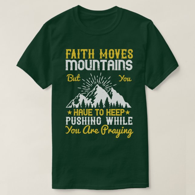 Camiseta Religião Fé Move Montanhas (Frente do Design)