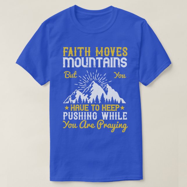 Camiseta Religião Fé Move Montanhas (Frente do Design)