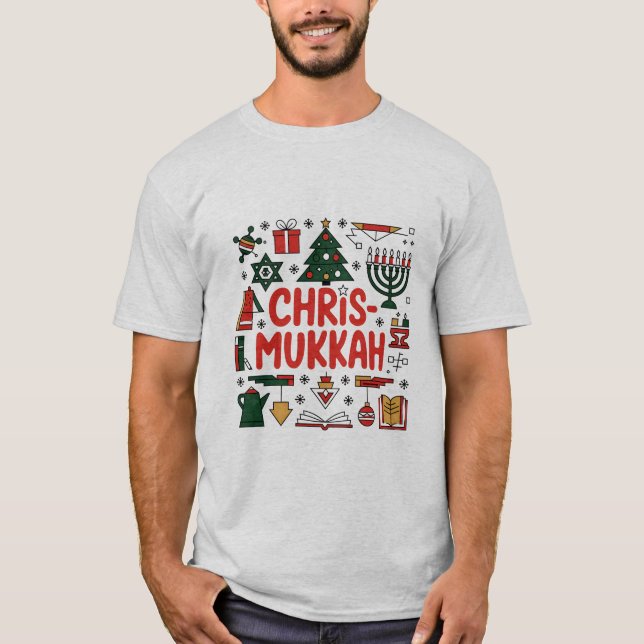 Camiseta Religião Judia de Natal Chrismukkah Hanukkah (Frente)