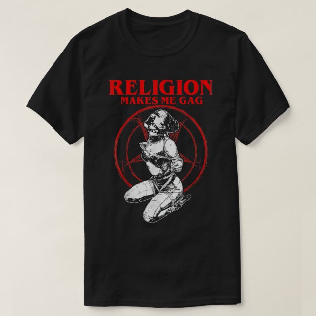Camiseta Religião me faz vomitar freira (Frente do Design)