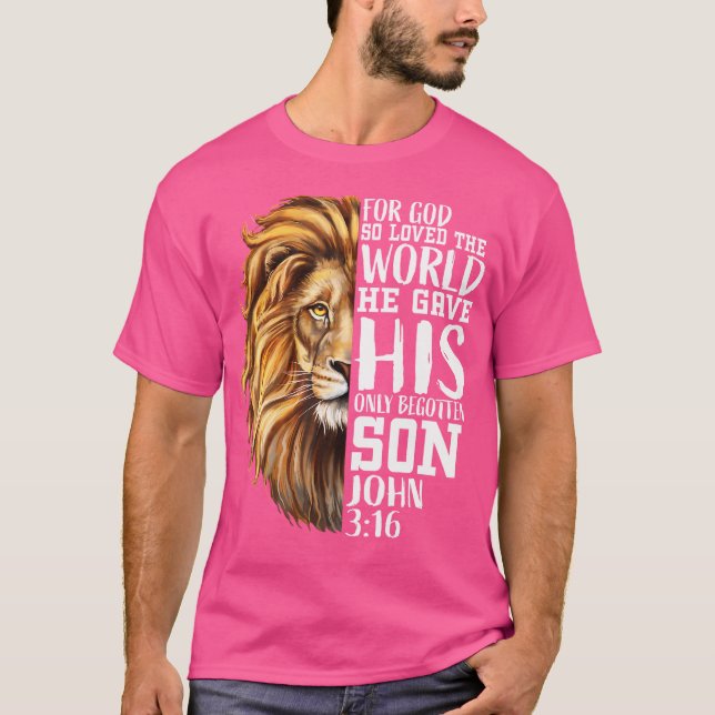 Camiseta Religiosos Cristãos Seu Leão Judah Verse John (Frente)