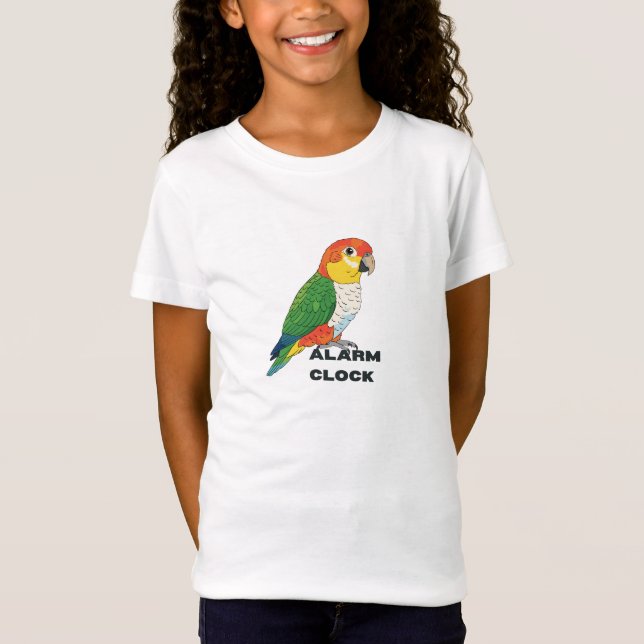 Camiseta Relógio Alarme Conure Sol – Design de Papagaio Alt (Frente)
