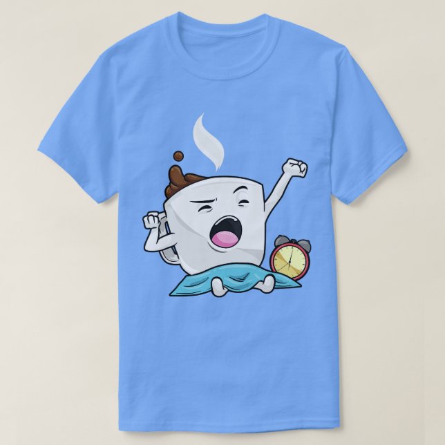 Camiseta Relógio de alarme com xícara de café (Frente do Design)