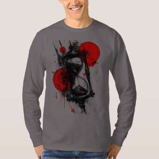 Camiseta Relógio de Areia Esboço Abstrato Manga Longa