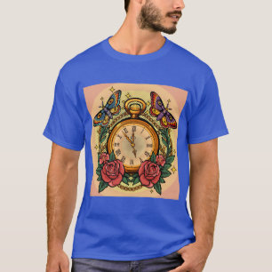 Camiseta Relógio de Bolso Vintage e Gráfico Estético de Bor