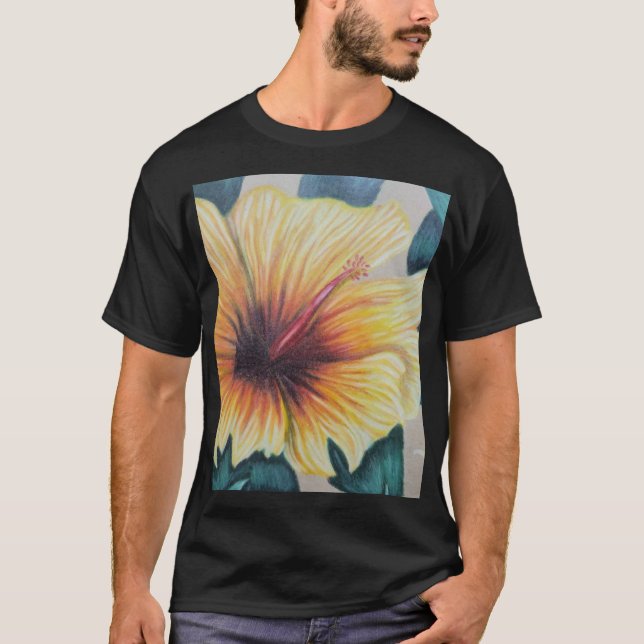 Camiseta Relógio de hibisco amarelo (Frente)
