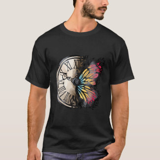 Camiseta Relógio de Parede Inspirado pela Borboleta - Tempo